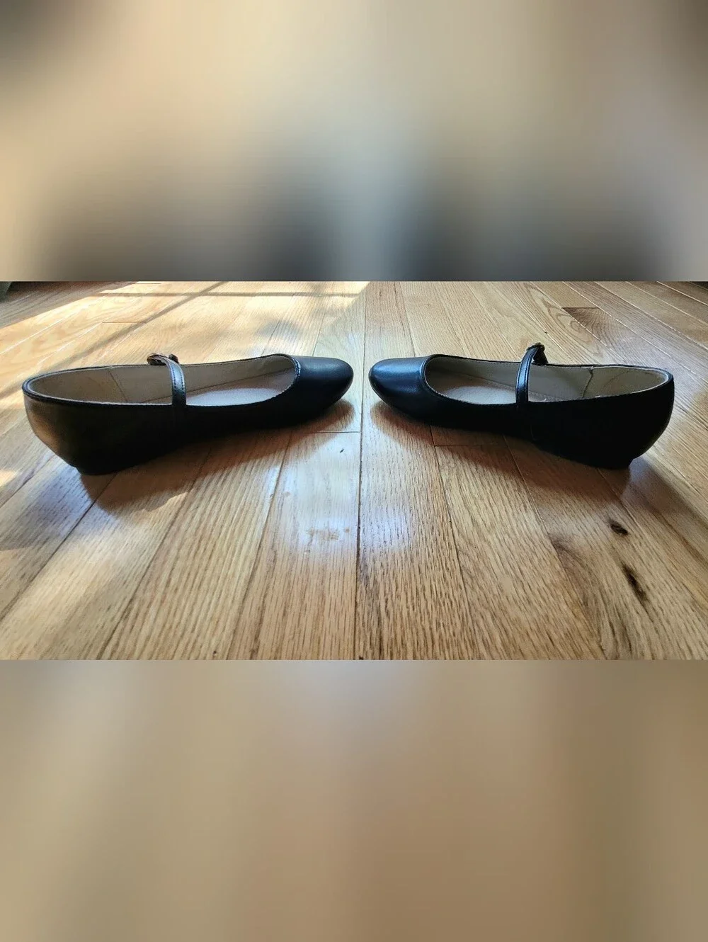Girls' Black Mary Jane Flats with Strap-size 2